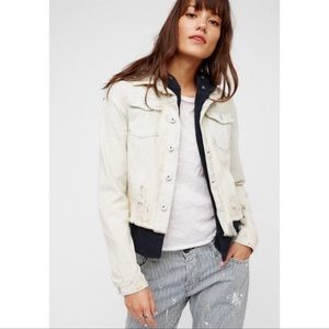 Free People distressed denim jacket